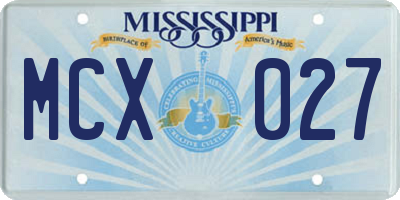 MS license plate MCX027