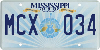 MS license plate MCX034