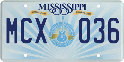 MS license plate MCX036