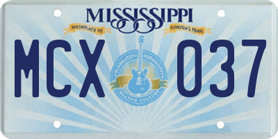 MS license plate MCX037