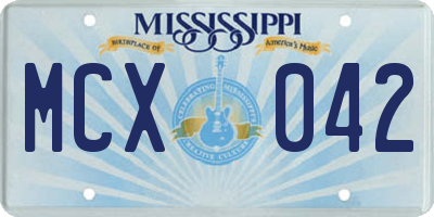 MS license plate MCX042
