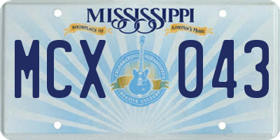 MS license plate MCX043