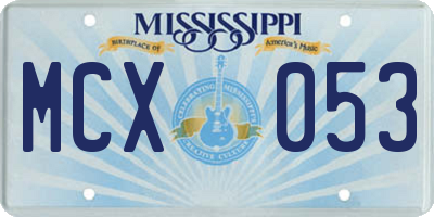 MS license plate MCX053