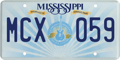 MS license plate MCX059