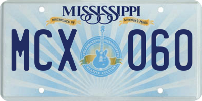 MS license plate MCX060