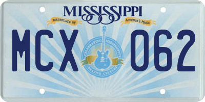 MS license plate MCX062