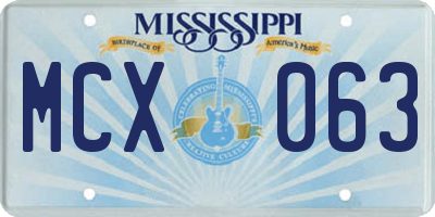 MS license plate MCX063