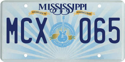 MS license plate MCX065