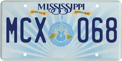 MS license plate MCX068