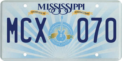 MS license plate MCX070