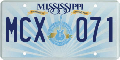 MS license plate MCX071