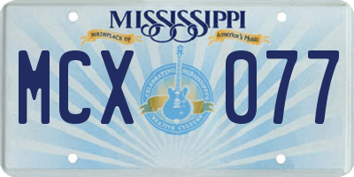 MS license plate MCX077