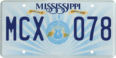 MS license plate MCX078