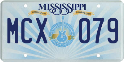 MS license plate MCX079