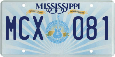 MS license plate MCX081
