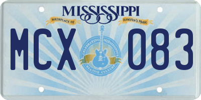 MS license plate MCX083