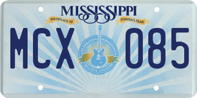 MS license plate MCX085