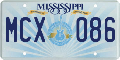 MS license plate MCX086