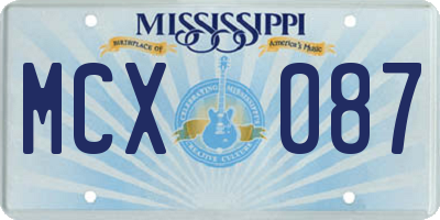MS license plate MCX087