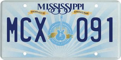 MS license plate MCX091