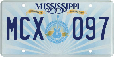 MS license plate MCX097