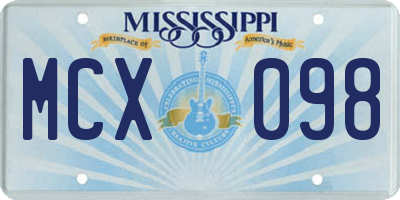 MS license plate MCX098