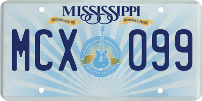 MS license plate MCX099