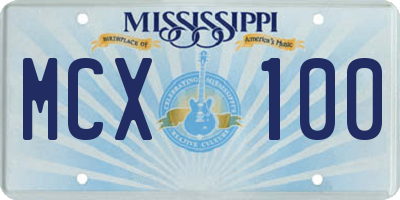 MS license plate MCX100