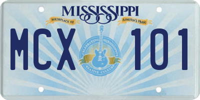 MS license plate MCX101