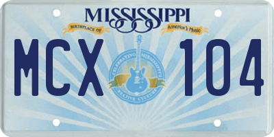 MS license plate MCX104