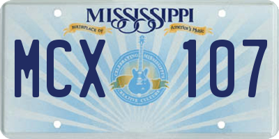 MS license plate MCX107