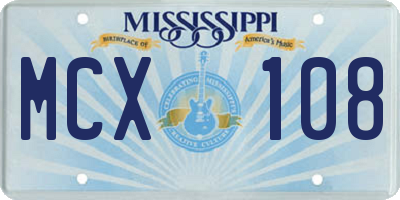 MS license plate MCX108