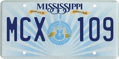 MS license plate MCX109