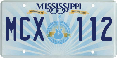 MS license plate MCX112