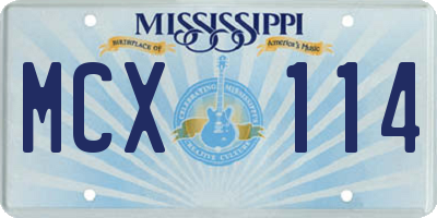 MS license plate MCX114