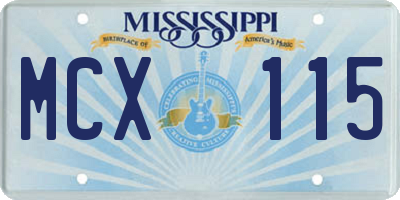 MS license plate MCX115