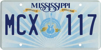 MS license plate MCX117