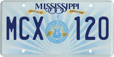 MS license plate MCX120