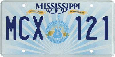 MS license plate MCX121