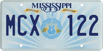 MS license plate MCX122