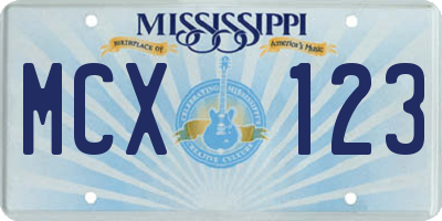 MS license plate MCX123