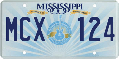 MS license plate MCX124
