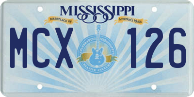 MS license plate MCX126