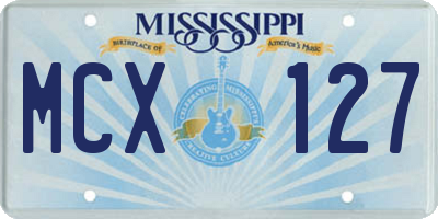 MS license plate MCX127