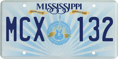 MS license plate MCX132
