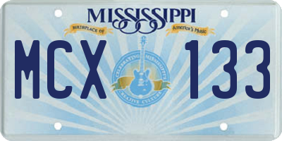 MS license plate MCX133