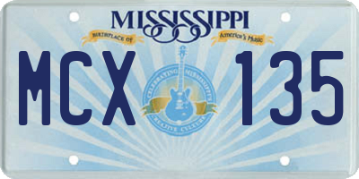 MS license plate MCX135