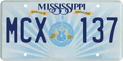 MS license plate MCX137