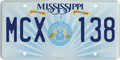MS license plate MCX138