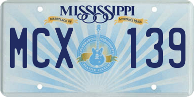 MS license plate MCX139